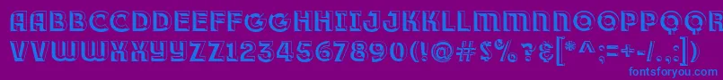 フォントRace1BranntPlusChiseledNcv – 紫色の背景に青い文字