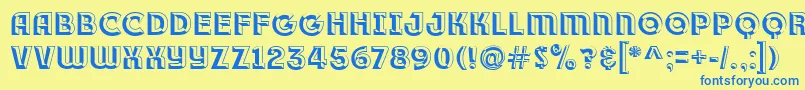Race1BranntPlusChiseledNcv Font – Blue Fonts on Yellow Background