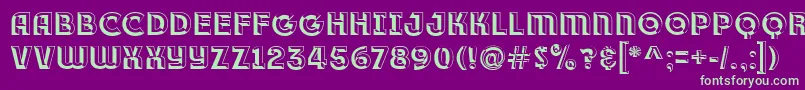 フォントRace1BranntPlusChiseledNcv – 紫の背景に緑のフォント