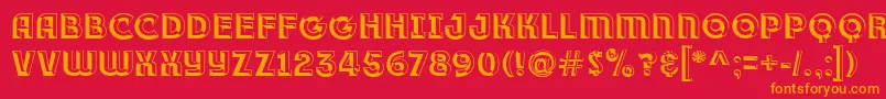 フォントRace1BranntPlusChiseledNcv – 赤い背景にオレンジの文字