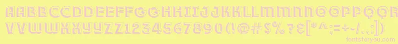 Race1BranntPlusChiseledNcv-Schriftart – Rosa Schriften auf gelbem Hintergrund