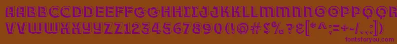 フォントRace1BranntPlusChiseledNcv – 紫色のフォント、茶色の背景
