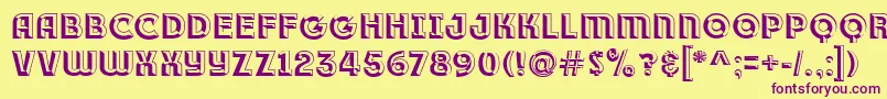 フォントRace1BranntPlusChiseledNcv – 紫色のフォント、黄色の背景