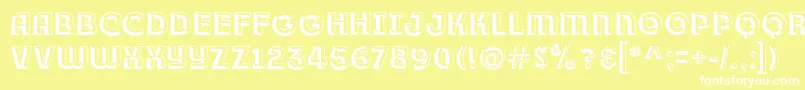 フォントRace1BranntPlusChiseledNcv – 黄色い背景に白い文字