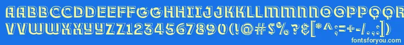 フォントRace1BranntPlusChiseledNcv – 黄色の文字、青い背景