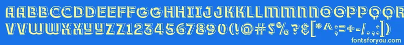 Race1BranntPlusChiseledNcv Font – Yellow Fonts on Blue Background