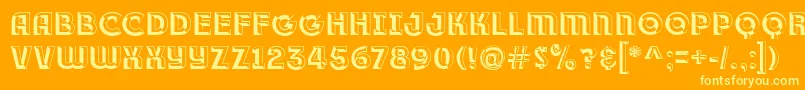 Race1BranntPlusChiseledNcv-fontti – keltaiset fontit oranssilla taustalla