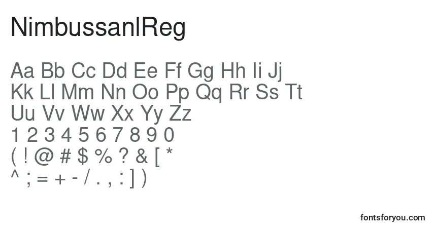 Шрифт NimbussanlReg – алфавит, цифры, специальные символы