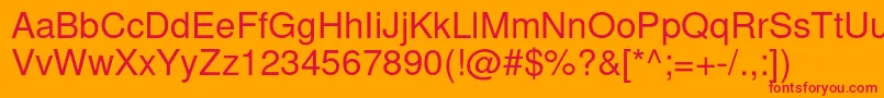 NimbussanlReg Font – Red Fonts on Orange Background