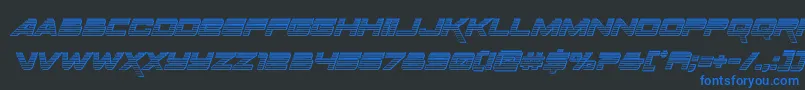 フォントSpacerangerchromeital – 黒い背景に青い文字