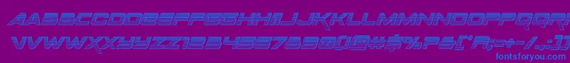 Spacerangerchromeital-Schriftart – Blaue Schriften auf violettem Hintergrund