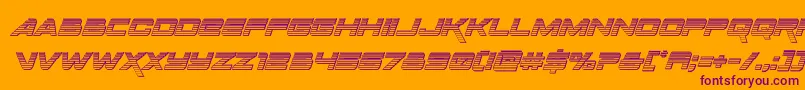 Spacerangerchromeital-Schriftart – Violette Schriften auf orangefarbenem Hintergrund
