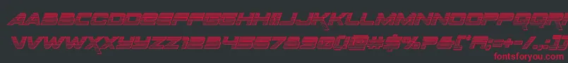 Spacerangerchromeital-Schriftart – Rote Schriften auf schwarzem Hintergrund