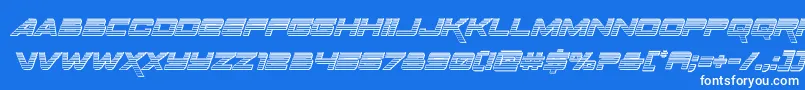 Spacerangerchromeital-Schriftart – Weiße Schriften auf blauem Hintergrund