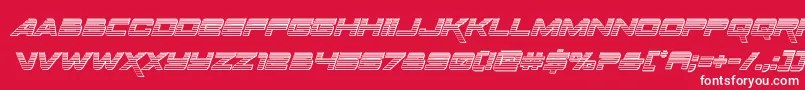 Spacerangerchromeital-Schriftart – Weiße Schriften auf rotem Hintergrund