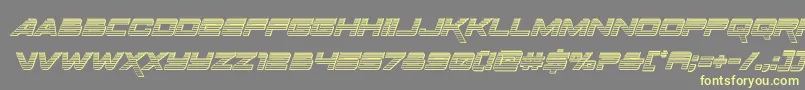 Spacerangerchromeital-Schriftart – Gelbe Schriften auf grauem Hintergrund
