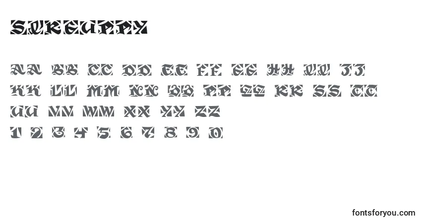 Schriftart SirGuppy – Alphabet, Zahlen, spezielle Symbole