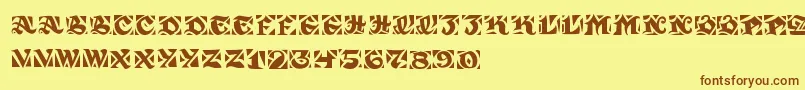 Fonte SirGuppy – fontes marrons em um fundo amarelo