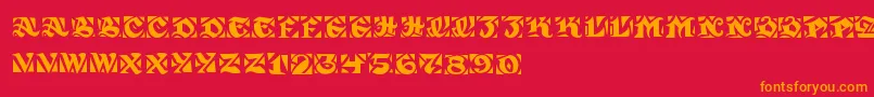 フォントSirGuppy – 赤い背景にオレンジの文字