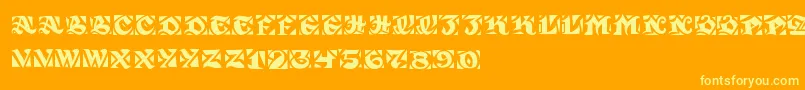 SirGuppy-Schriftart – Gelbe Schriften auf orangefarbenem Hintergrund
