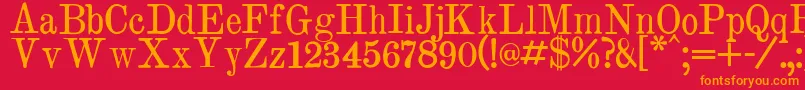 フォントBrokgauzefron – 赤い背景にオレンジの文字