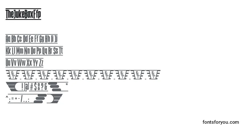 A fonte TheJukeBoxFfp (112012) – alfabeto, números, caracteres especiais