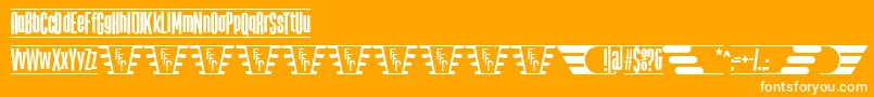 TheJukeBoxFfp-Schriftart – Weiße Schriften auf orangefarbenem Hintergrund