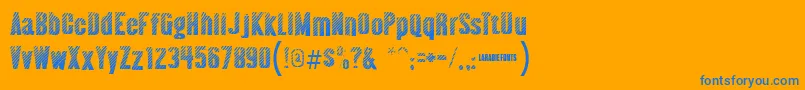 Almontewood-Schriftart – Blaue Schriften auf orangefarbenem Hintergrund