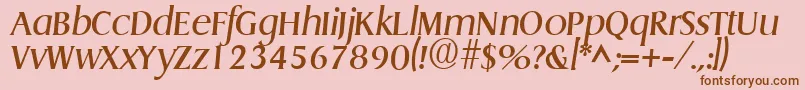 Fonte GriffonItalic – fontes marrons em um fundo rosa