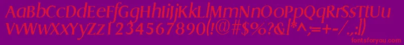 フォントGriffonItalic – 紫の背景に赤い文字