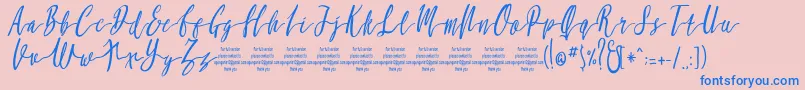 フォントMollucaItalicFree – ピンクの背景に青い文字
