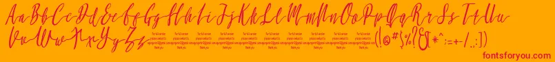 MollucaItalicFree Font – Red Fonts on Orange Background