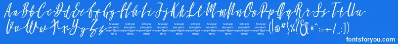 MollucaItalicFree-Schriftart – Weiße Schriften auf blauem Hintergrund