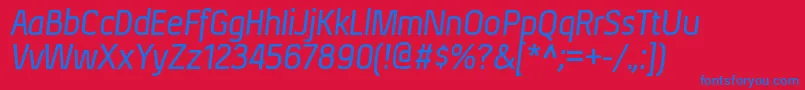 XenurgItalic Font – Blue Fonts on Red Background