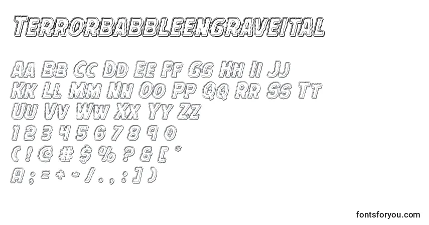 Schriftart Terrorbabbleengraveital – Alphabet, Zahlen, spezielle Symbole