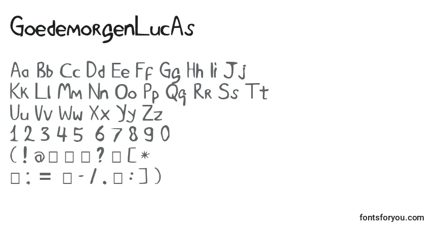 Шрифт GoedemorgenLucAs – алфавит, цифры, специальные символы