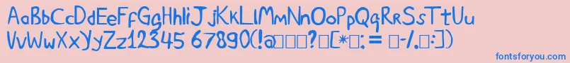 フォントGoedemorgenLucAs – ピンクの背景に青い文字