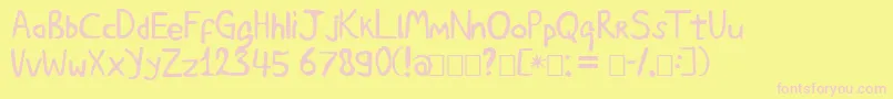 Więcej informacji o czcionce GoedemorgenLucAs Czcionka GoedemorgenLucAs – różowe czcionki na żółtym tle