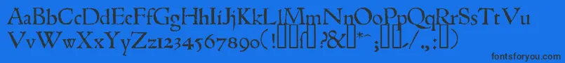 1543humaneJenson-Schriftart – Schwarze Schriften auf blauem Hintergrund