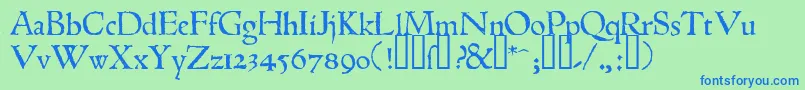 フォント1543humaneJenson – 青い文字は緑の背景です。