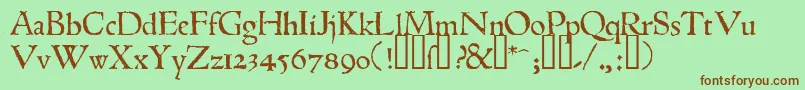フォント1543humaneJenson – 緑の背景に茶色のフォント