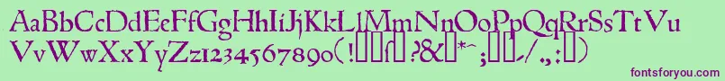 フォント1543humaneJenson – 緑の背景に紫のフォント