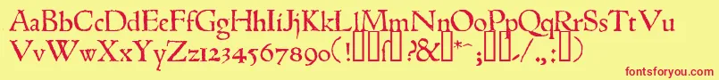 1543humaneJenson-Schriftart – Rote Schriften auf gelbem Hintergrund
