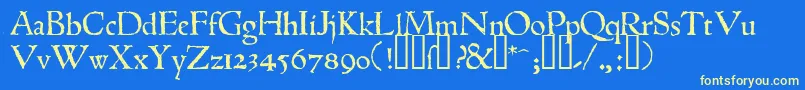 1543humaneJenson-fontti – keltaiset fontit sinisellä taustalla