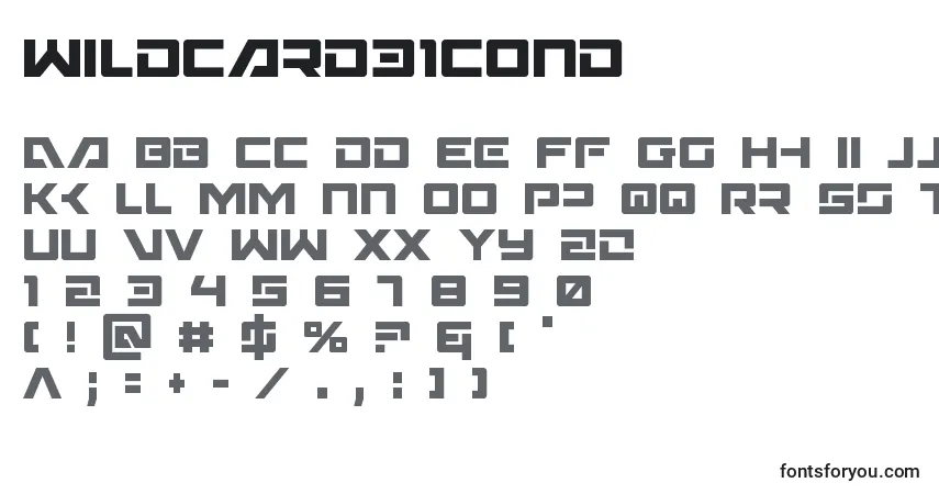Czcionka Wildcard31cond – alfabet, cyfry, specjalne znaki
