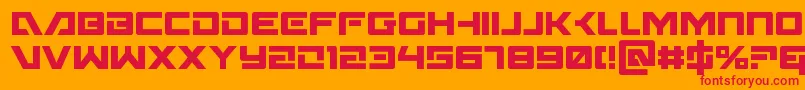 Wildcard31cond-Schriftart – Rote Schriften auf orangefarbenem Hintergrund