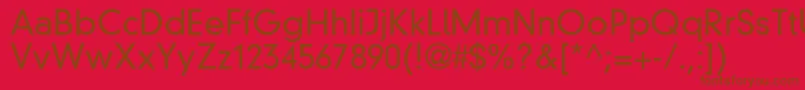 Din30640NeuzeitGroteskLtLight Font – Brown Fonts on Red Background