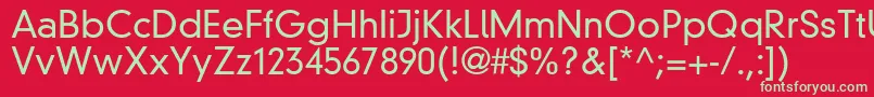 フォントDin30640NeuzeitGroteskLtLight – 赤い背景に緑の文字