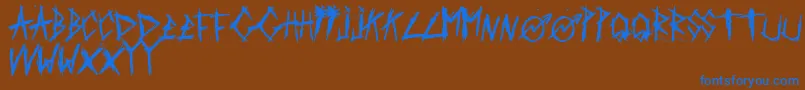 ScratchedCarPaint-Schriftart – Blaue Schriften auf braunem Hintergrund
