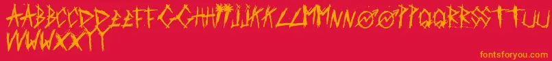ScratchedCarPaint-Schriftart – Orangefarbene Schriften auf rotem Hintergrund